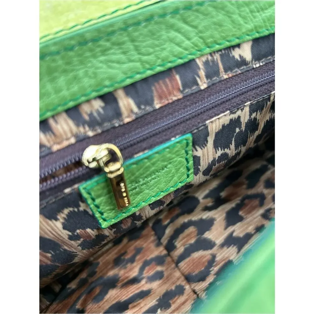 Women's vintage Dolce & Gabanna grainy, leather satchel in neon green made Italy
